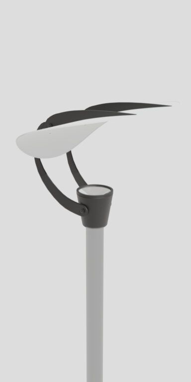 Luminária moderna 12 Mercúrio, reflectindo a luz de um painel branco